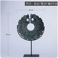 Retro dark green geometric totem resin statue living room decor
