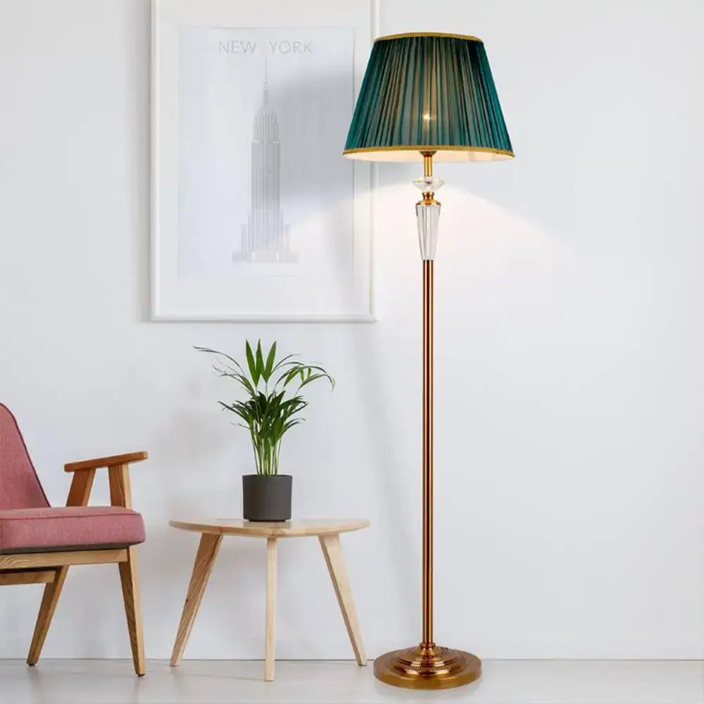 Retro emerald green and gold crystal floor lamp bedroom decor