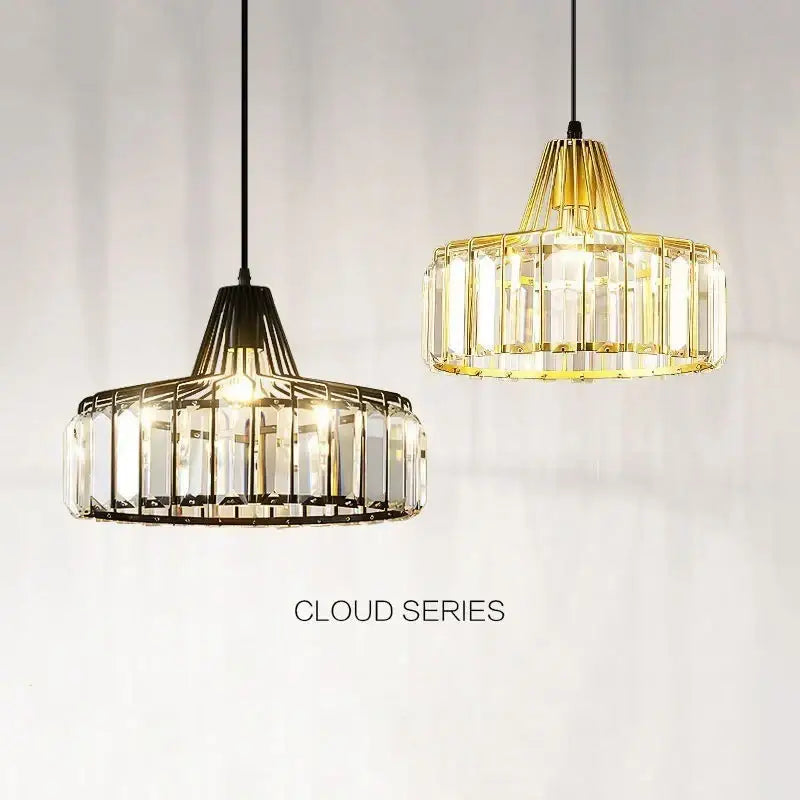 Retro gold decorbites crystal led pendant light for dining room