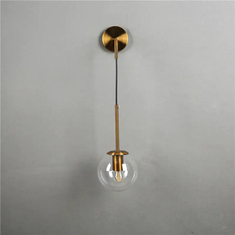 Retro gold glass ball wall lamp bedroom smoked sconce