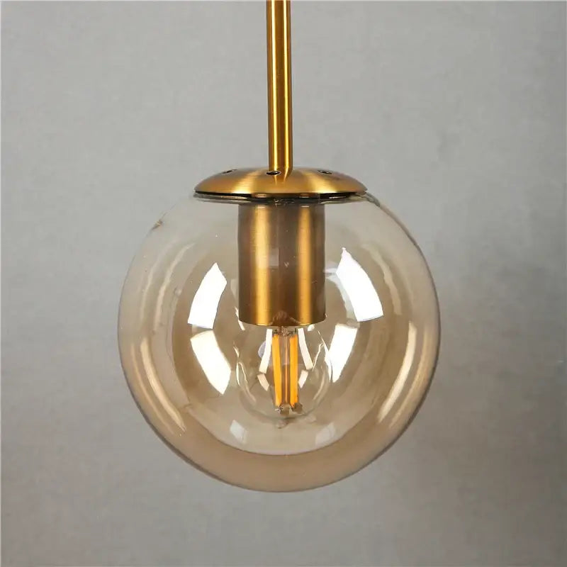 Retro gold glass ball wall lamp bedroom smoked sconce
