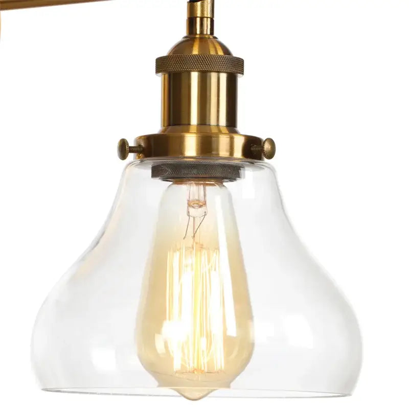 Retro gold led wall sconces with glass shade bedroom lamp