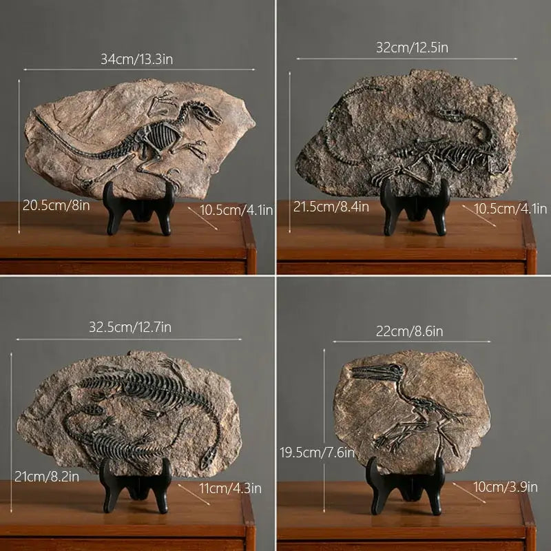 Retro gray and brown dinosaur fossil figurine living room decor