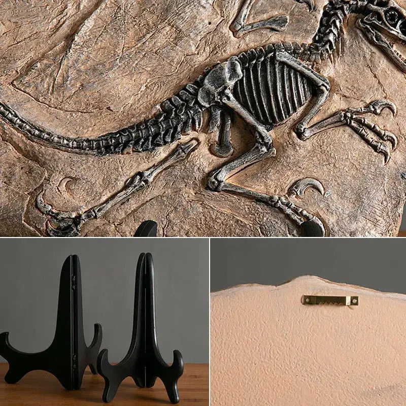 Retro gray and brown dinosaur fossil figurine living room decor