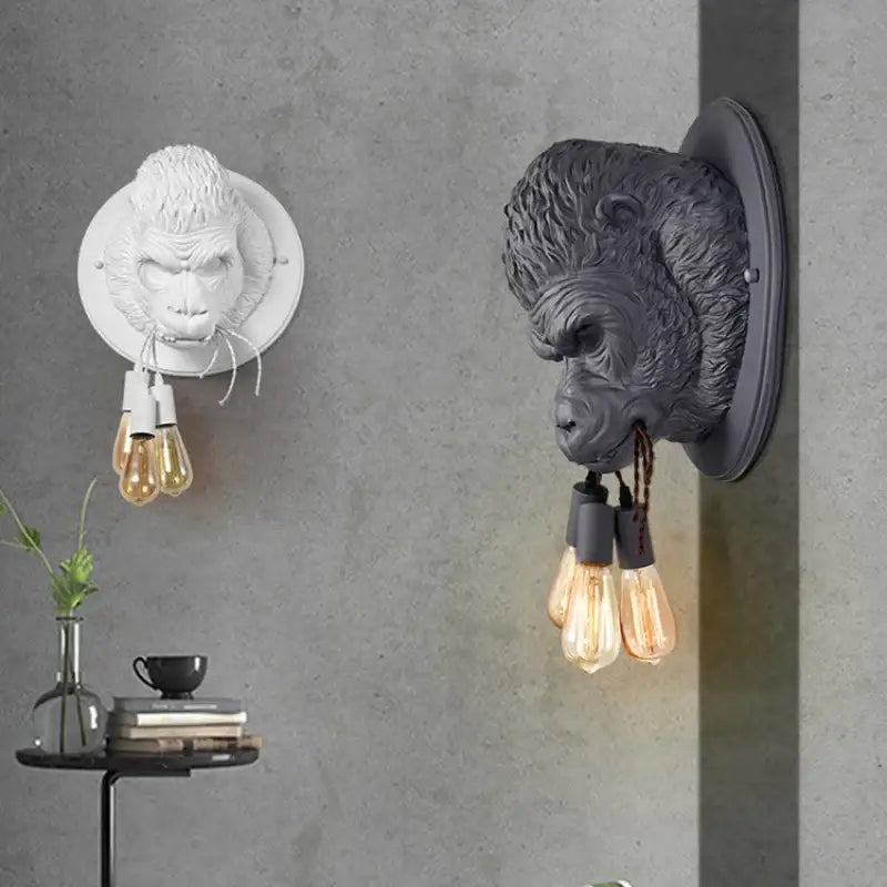 Retro gray decorbites gorilla resin wall lamp bedroom lighting