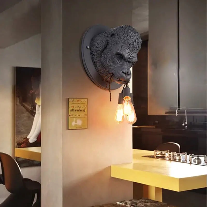 Retro gray decorbites gorilla resin wall lamp bedroom lighting