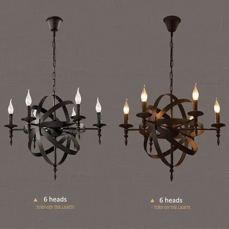 Retro industrial black decorbites iron chandelier dining room light