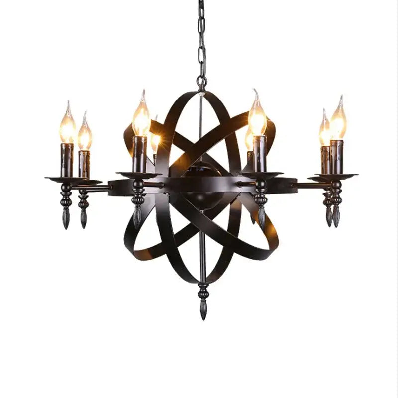Retro industrial black decorbites iron chandelier dining room light
