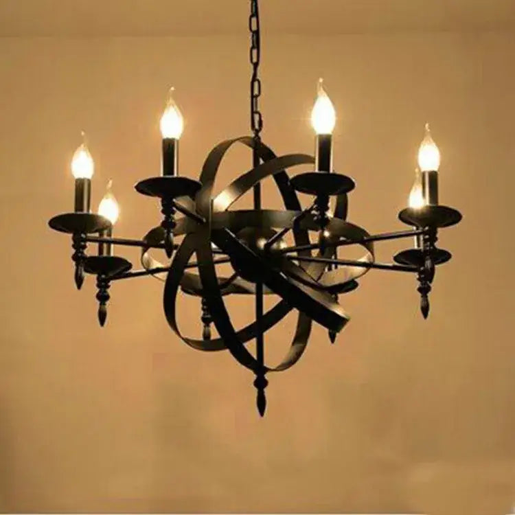 Retro industrial black decorbites iron chandelier dining room light