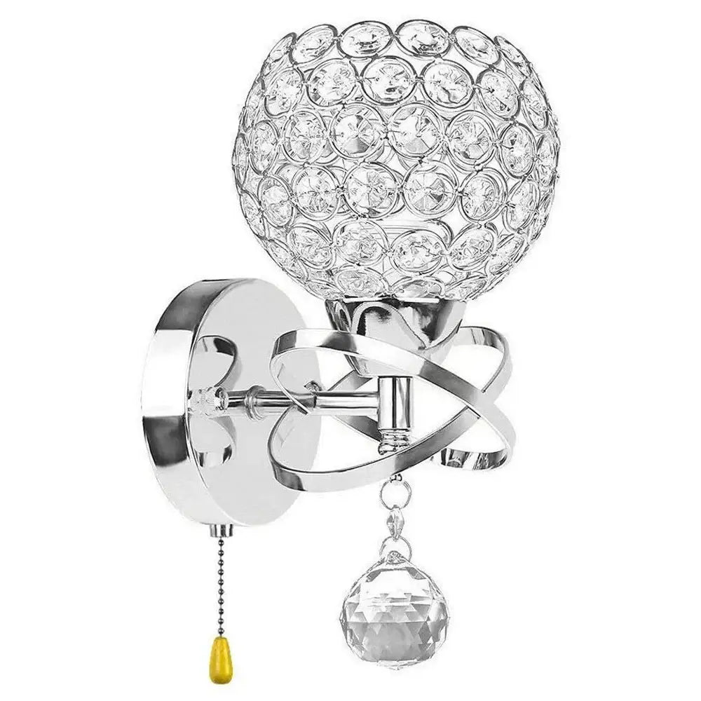 Retro industrial silver & gold crystal wall lamp living room sconce