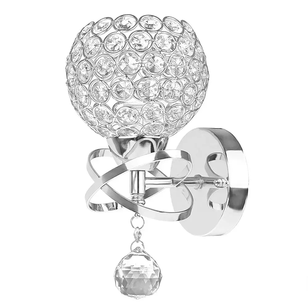 Retro industrial silver & gold crystal wall lamp living room sconce