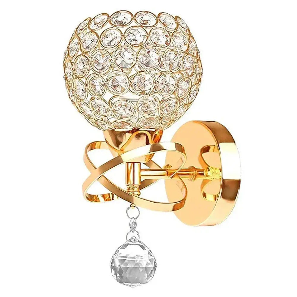 Retro industrial silver & gold crystal wall lamp living room sconce