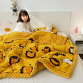 Retro mustard lion cotton floral double quilt bedroom bedding blanket