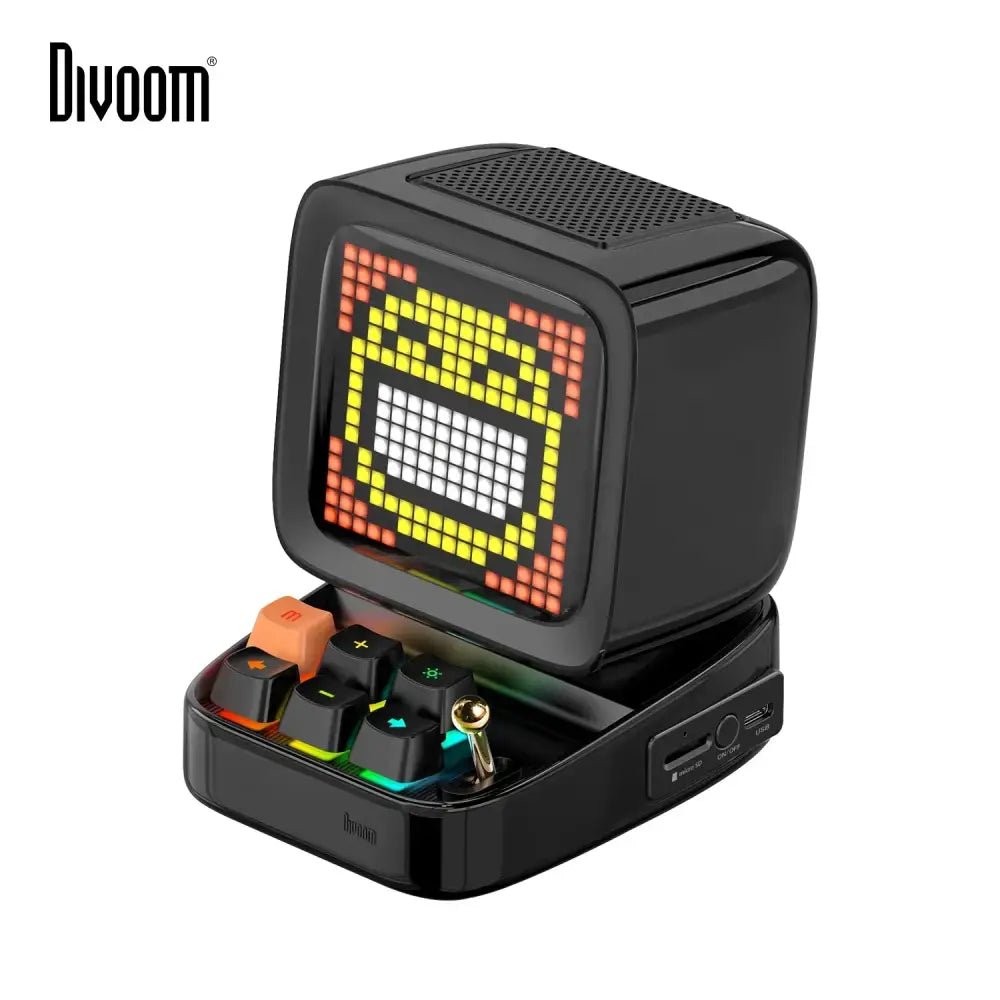 Retro pixel art black bluetooth speaker led display board bedroom