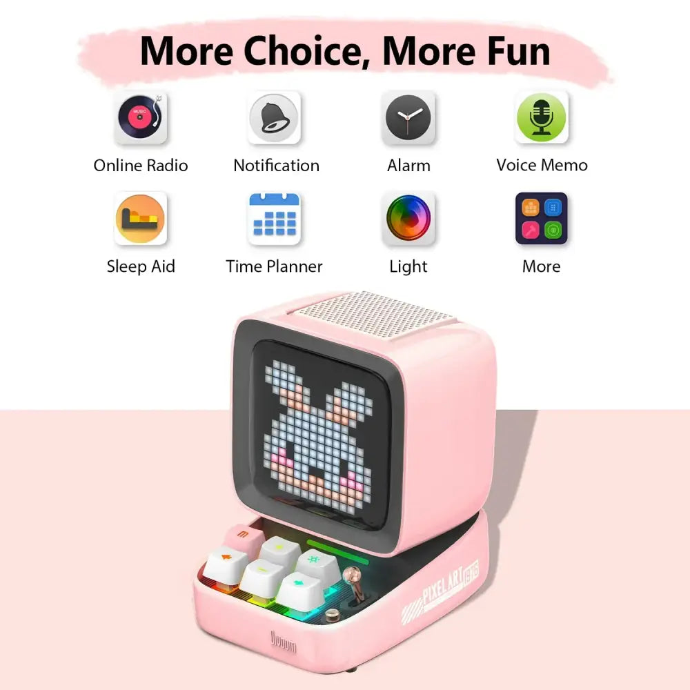 Retro pixel art bluetooth speaker led display board bedroom clock