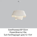 Retro pleated cream fabric chandelier bedroom pendant light