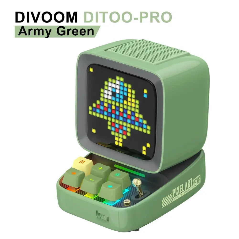 Retro white pixel art bluetooth speaker alarm clock bedroom led display