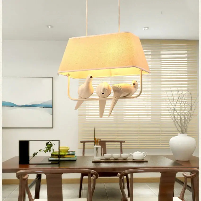 Retro white resin bird cage chandelier dining room dove pendant light