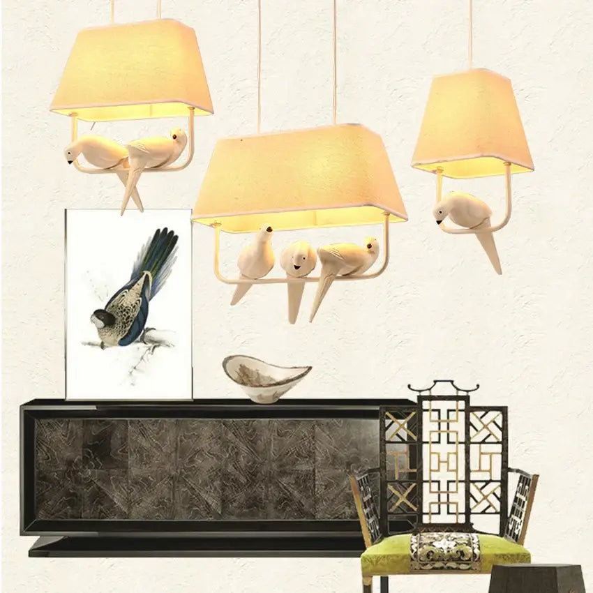 Retro white resin bird cage chandelier dining room dove pendant light