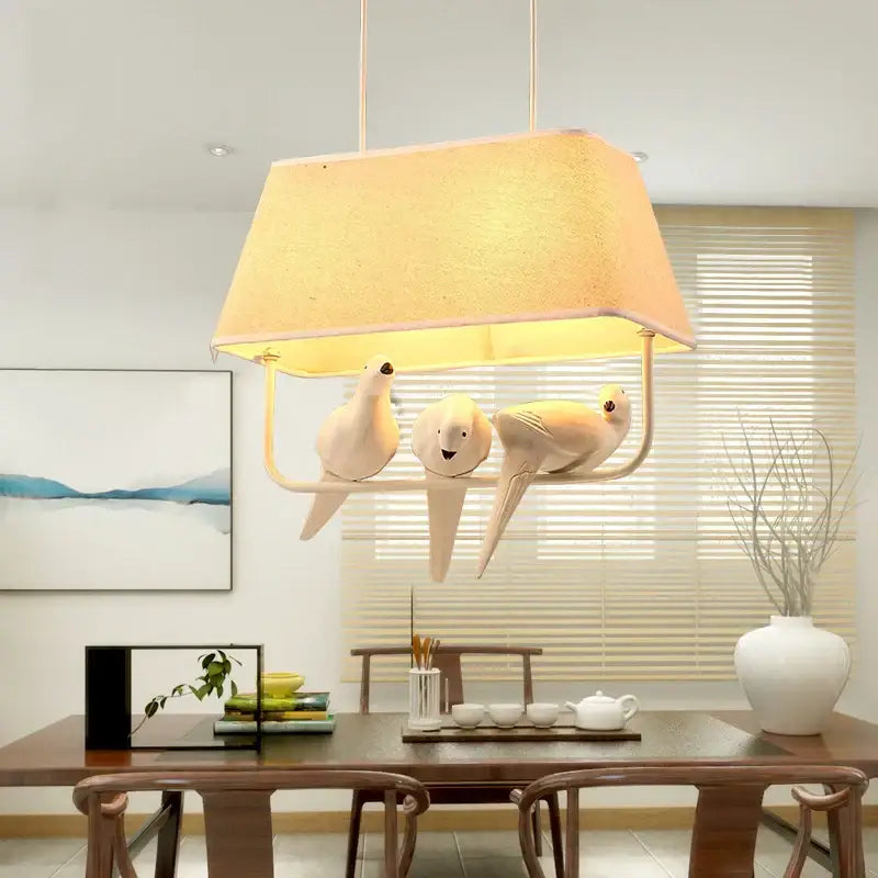 Retro white resin bird cage chandelier dining room dove pendant light