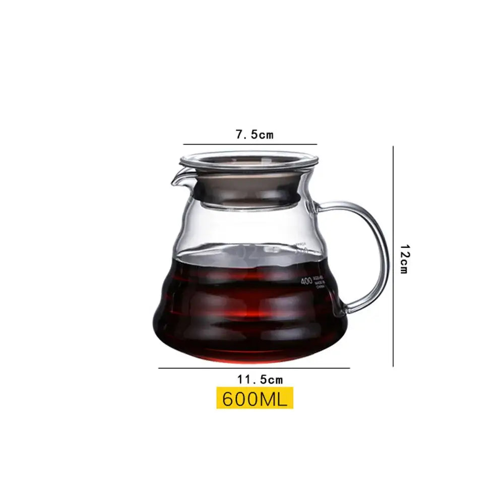 Ribbed glass pour over coffee maker pot kitchen brewer with wood lid