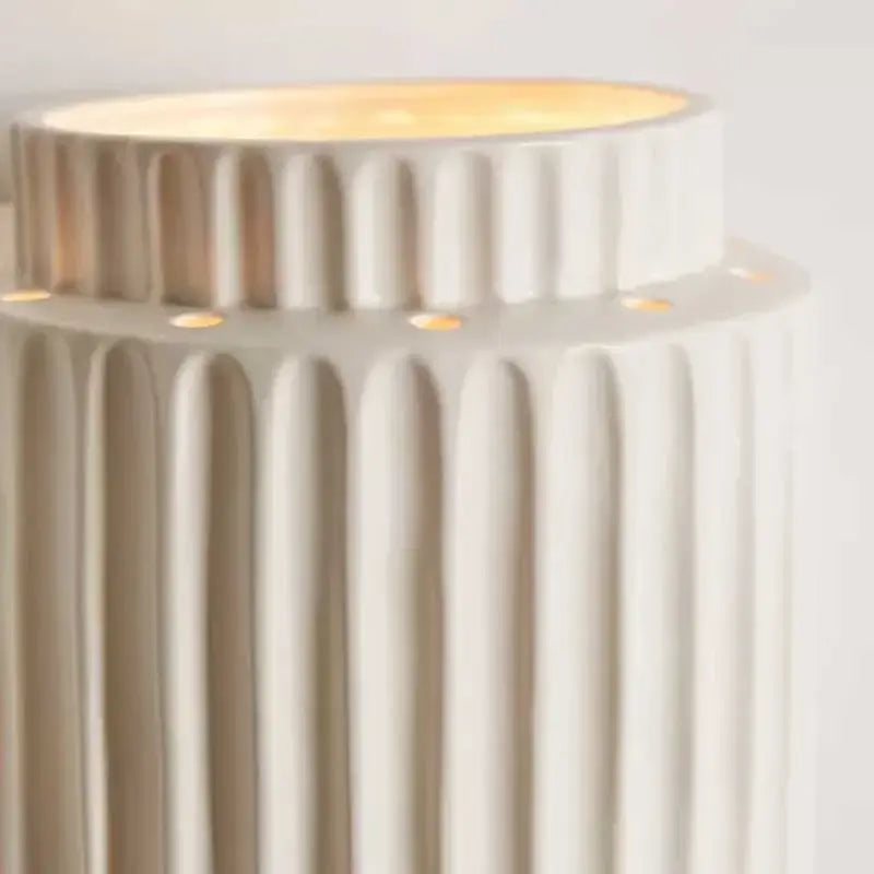 Ridged cream white resin wall sconce bedroom light