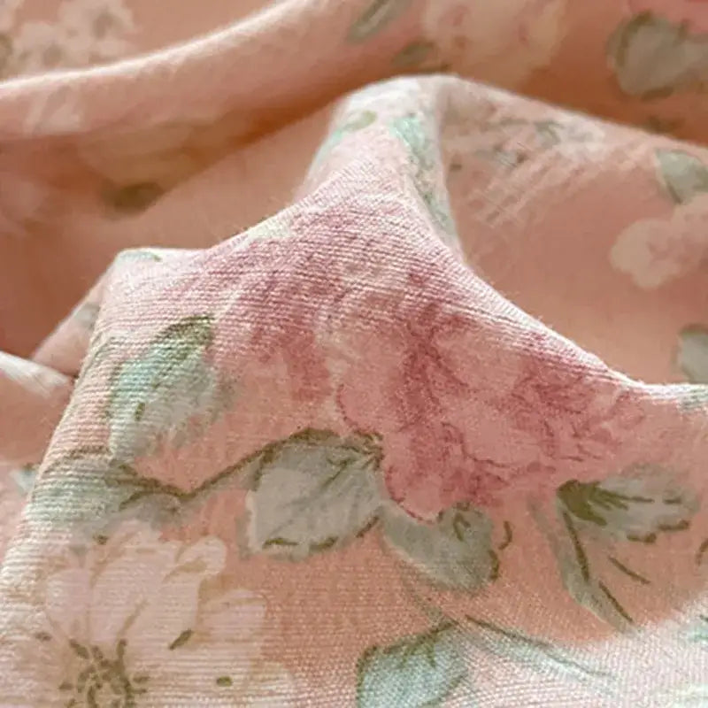 Romantic pink cotton flower print bedding set bedroom comforter