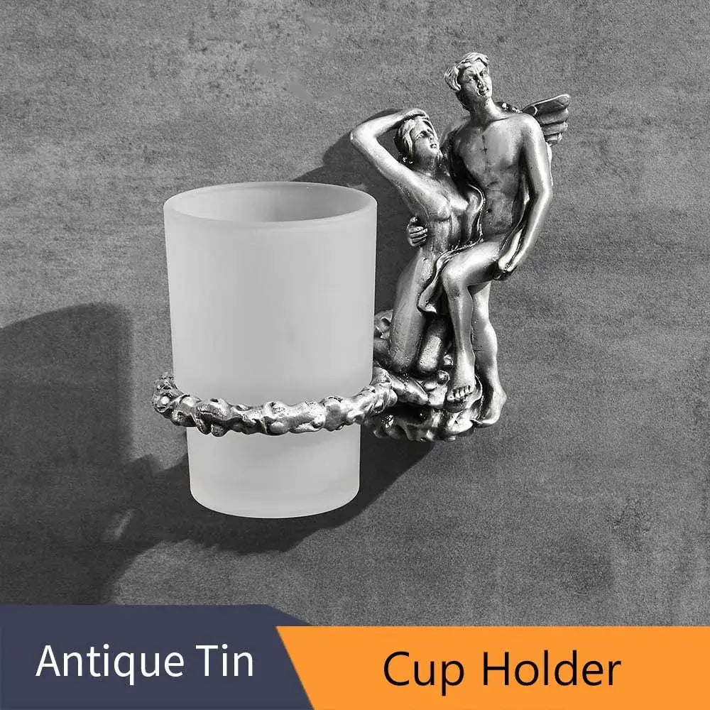 Romantic silver angel bathroom hardware set – bathroom decor