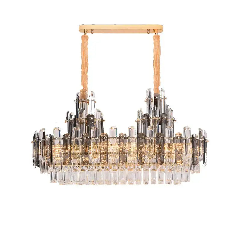 Rose gold and smoky dimmable crystal chandelier living room light