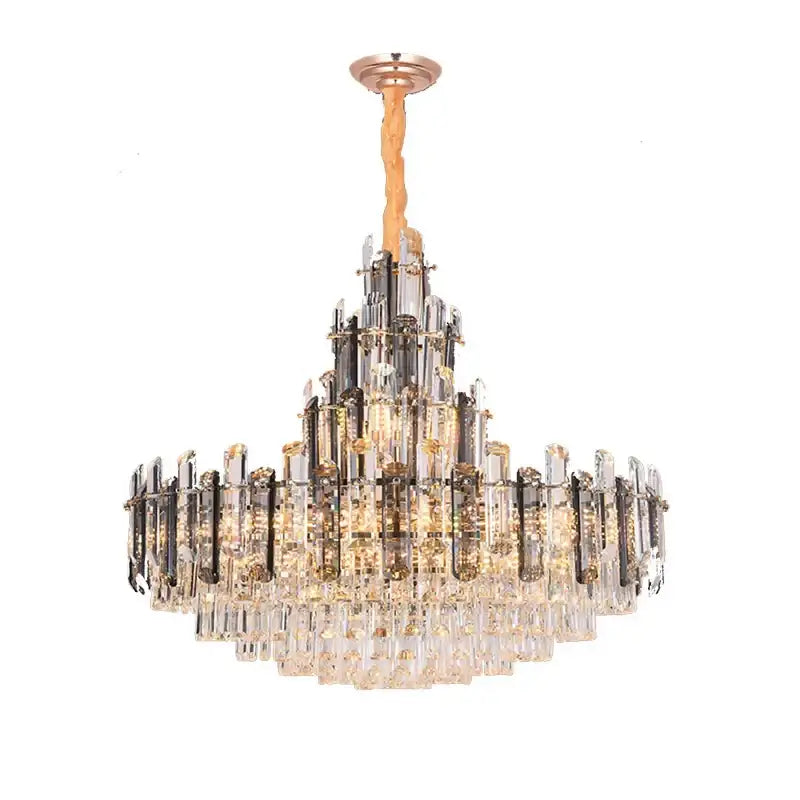 Rose gold and smoky dimmable crystal chandelier living room light