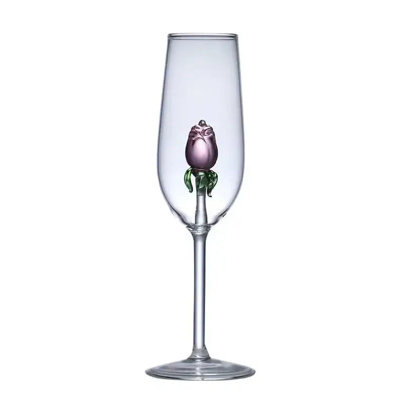 Rose stemware wine glass with pink flowers – dining room decor