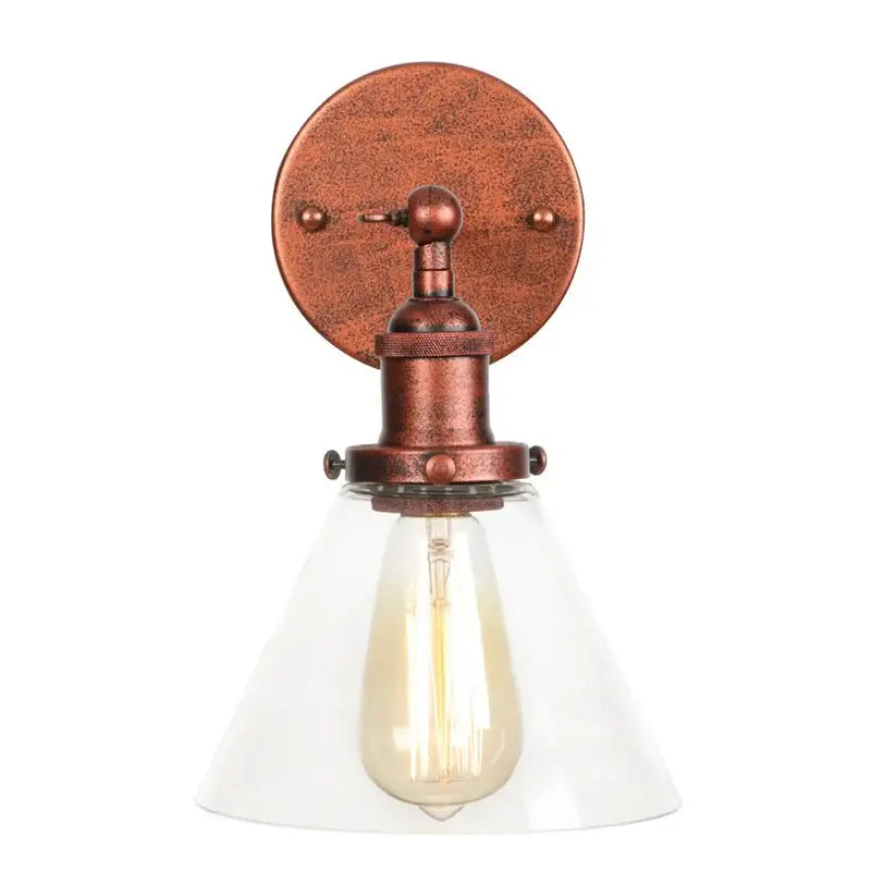 Rustic antique copper clear glass wall sconce bedroom plug in light