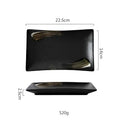 Rustic black ceramic sushi plate and bowl set dining room gold accent