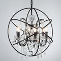 Rustic black wrought iron crystal deco chandelier dining room pendant