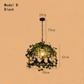 Rustic bronze iron bird cage chandelier dining room greenery light