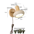 Rustic dark wood and beige concrete wall light bedroom sconce