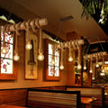 Rustic industrial brown pendant light dining room rope wood fixture