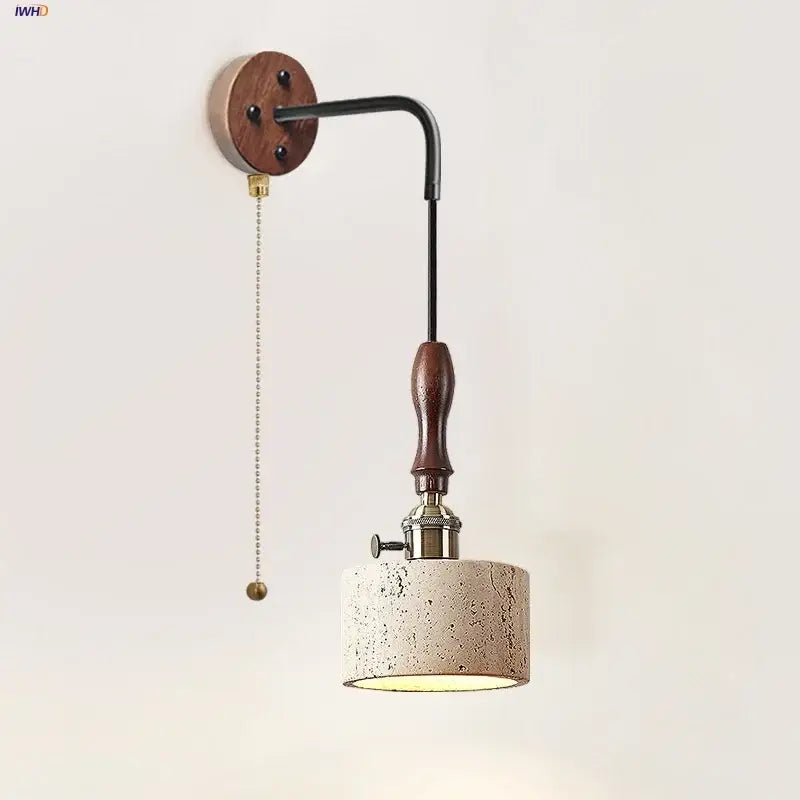 Rustic industrial wood and concrete wall sconce bedroom light