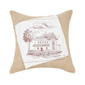 Rustic tan burlap deer house embroidered pillow cover living room