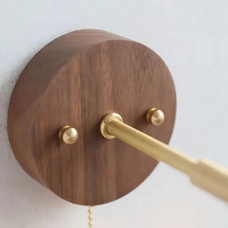 Rustic walnut and brass led wall lamp dining room sconce