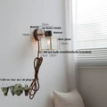 Rustic walnut wood and brass wall sconce bathroom light