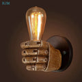 Rustic wooden hand model wall lamp living room vintage light
