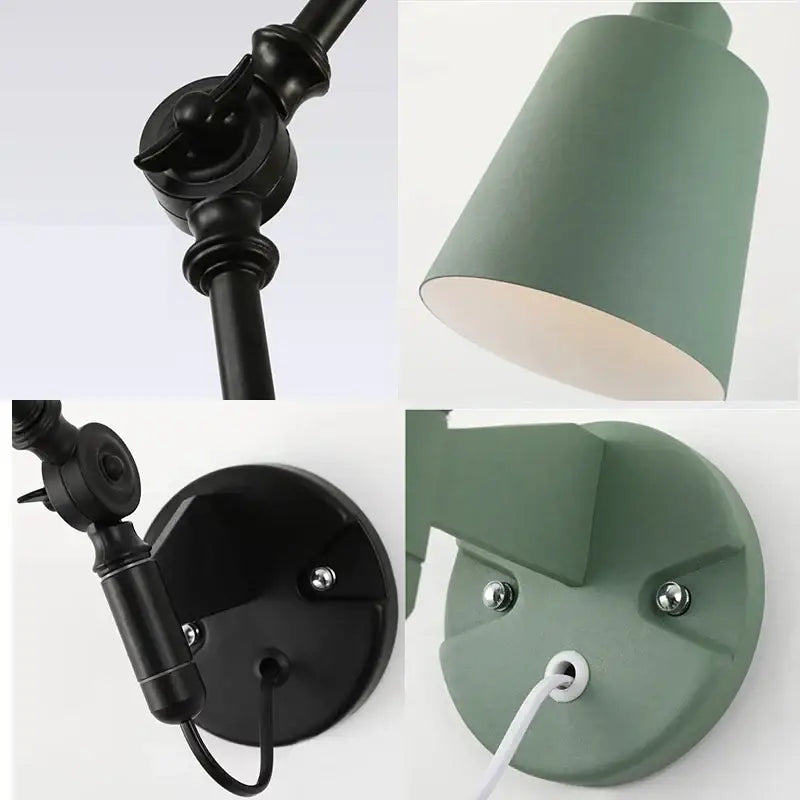 Sage green & dusty rose decorbites adjustable telescopic wall lamp bedroom