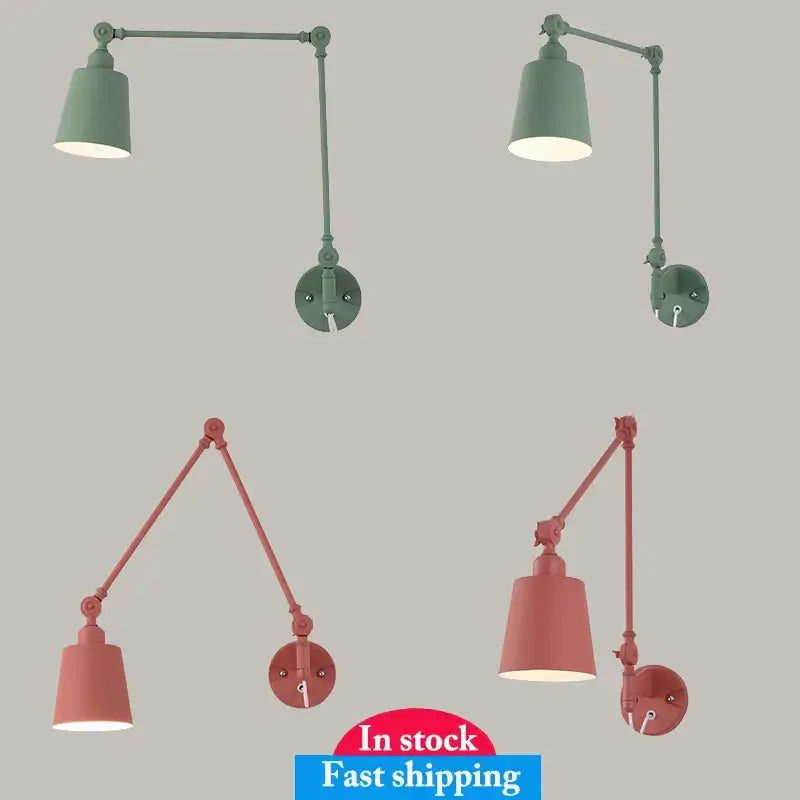 Sage green & dusty rose decorbites adjustable telescopic wall lamp bedroom