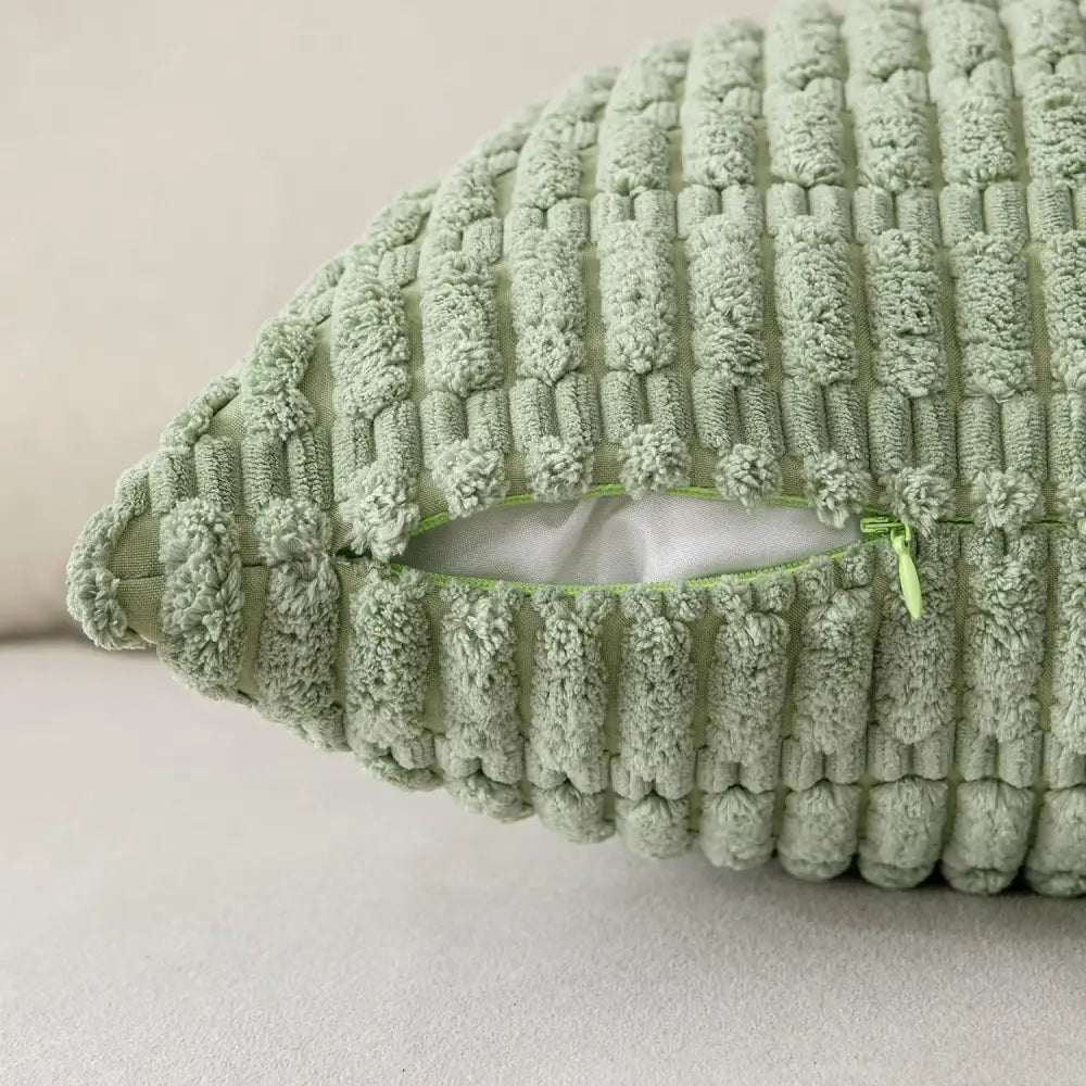 Sage green ribbed corduroy throw pillow cover living room decor
