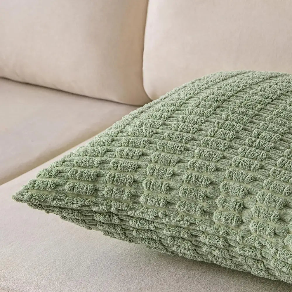 Sage green ribbed corduroy throw pillow cover living room decor