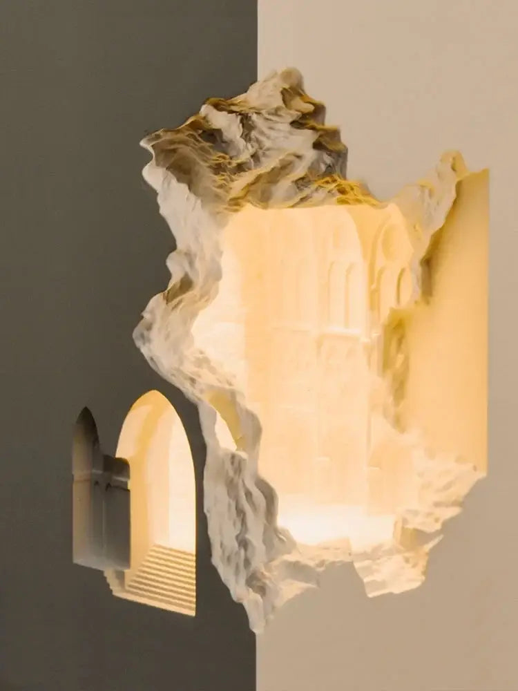 Sculptural stone embedded night light wall sconces for corridor
