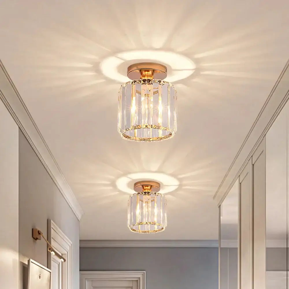 Set of 4 black & gold crystal mini ceiling lights for living room