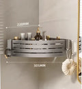 Silver aluminum two tier corner shelf with towel bar hook bathroom caddy