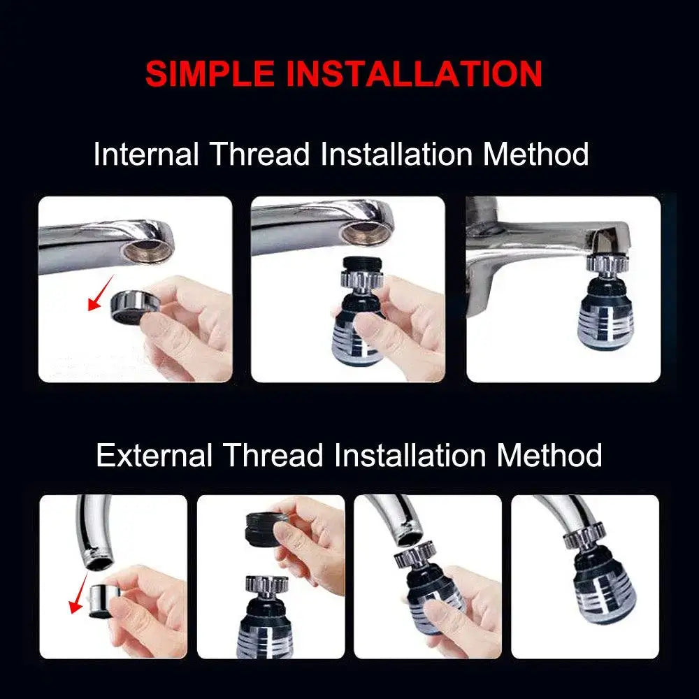 Silver and black 360 rotating kitchen faucet aerator spray nozzle